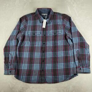 Outerknown Blanket Shirt Men's XL‎ Blue Red Plaid Flannel Heavy Button Up NWT